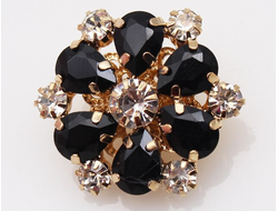 ПУГОВИЦЫ ДЕКОРАТИВНЫЕ СО СТРАЗАМИ И КРИСТАЛЛАМИ, 25 мм. 50 шт. РК-00077. Цвет: Черный