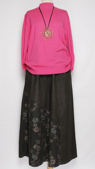 Джемпер "ГЛАДКИЙ С ДЛИННЫМ РУКАВОМ " 7811\07  фуксия, чайная роза, роза меланж р.52-56