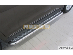 Пороги с площадкой (нерж. лист) 42,4 мм ТСС для Haval H7 2024-
