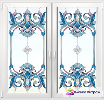 Витражная пленка, витражная пленка самоклеющаяся, пленочный витраж с классическим рисунком матовая