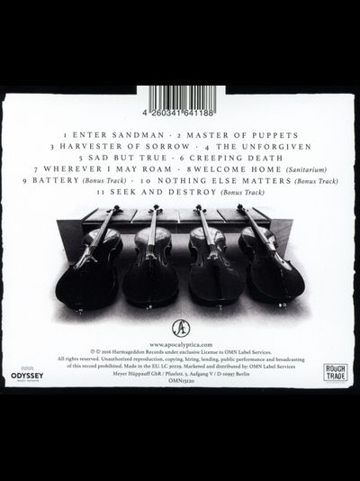 Apocalyptica - Plays Metallica By Four Cellos CD 20th Anniversary Edition