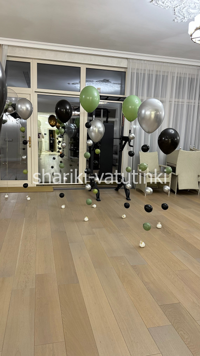 Оформление комнаты воздушными шарами цепочками с пузырями (50шт)