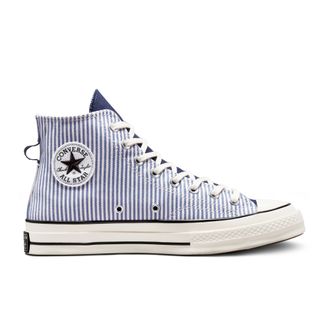 Кеды Converse Chuck 70 Crafted Stripe голубые высокие в полоску