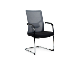 Кресло Сильвия gray CF, хром, серая сетка, черная ткань
