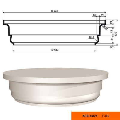Капитель к фасадной колонне LEPNINAPLAST КЛВ-405/1 FULL