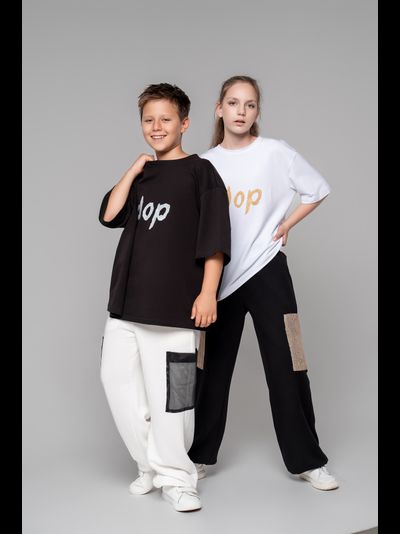 Брюки с накладными карманами из мешковины