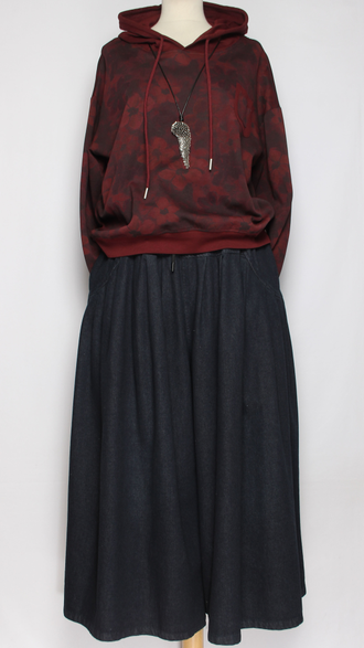 ЮБКА-БРЮКИ  джинсовая "Кокетка широкая " т.синяя р.46-54