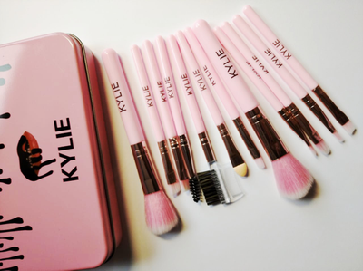 Набор кистей для макияжа 12шт в металлическом футляре