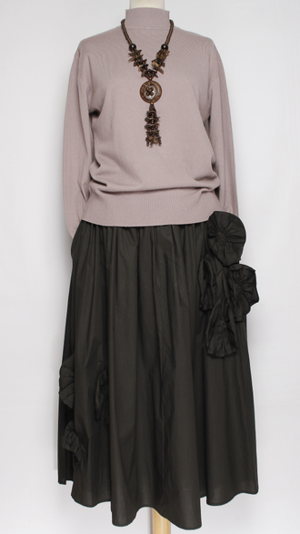 ЮБКА НАРЯДНАЯ ХЛОПОК "АППЛИКАЦИИ ЦВЕТЫ " черная до р.54