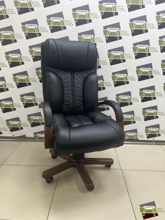 Кресло Браво, кожа/кож.зам  черный