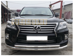 Защита переднего бампера  d76/60 для Lexus LX 570 2013-2015