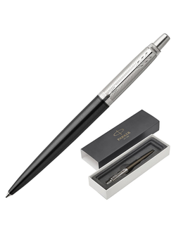 Ручка подарочная шариковая PARKER "Jotter Premium Tower Grey Diagonal CT", темно-серый корпус, гравировка, синяя, 1953194