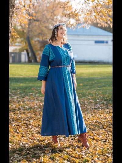 Платье &quot;Синий рассвет&quot; ручное ткачество