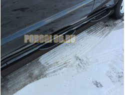 Защита порогов d76 с проступями черная для Volkswagen Teramont (2018-2025)