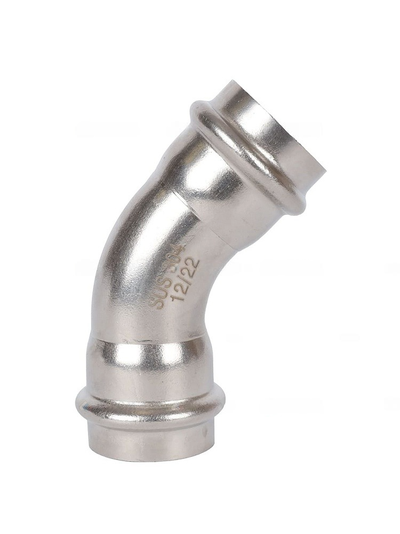 Угольник 45° ROMMER ВПр-ВПр, 35, из нержавеющей стали прессовой