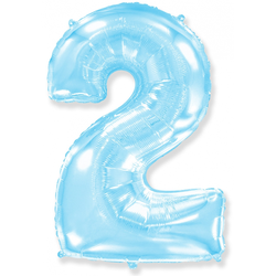 Воздушный шар фольгированный "ЦИФРА 2. ГОЛУБОЙ" 102 см.