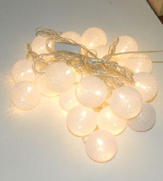 Гирлянда LED Шарики белые, 5 м (гарантия 14 дней)