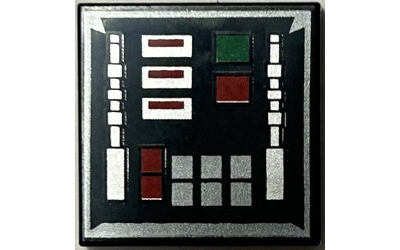 Tile 2 x 2 with SW Darth Vader Control Panel with Dark Silver Outline and Silver, Green and Red Buttons Pattern, Black (3068pb2279 6444188)