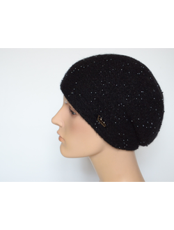 Черный женский берет с бисером Vizio Италия 1117