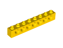 Technic, Brick 1 x 8 with Holes, Yellow (3702 / 370224)