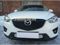 Защита радиатора Mazda CX-5 2012-2014 black с парктроником верх