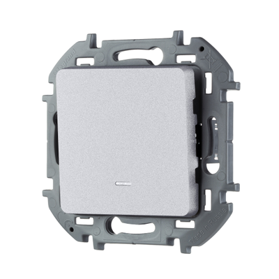 Legrand, Inspiria, Выключатель одноклавишный с подсветкой - алюминий 1