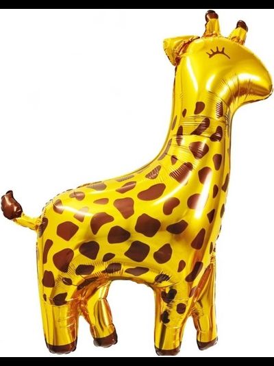 Фольгированная фигура с гелием "Жираф золото"