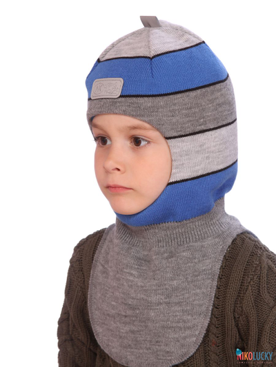 Шапка-шлем 21101-02, цвет ярко-синий, серый р. 52-54
