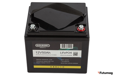 Литиевый тяговый аккумулятор Gelbert LiFePO4 (12V/50Ah/50A/600Wh) [6-GFM-38]
