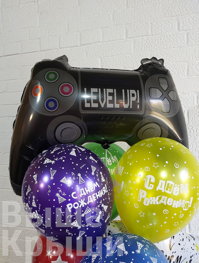 Фольгированный шарик в виде джостика из сета "Геймер 2"