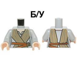! Б/У - Torso SW Female Outline, Open Neck Shirt, Dark Tan Tied Robe, Dark Orange Belt Pattern / Light Bluish Gray Arms / Light Nougat Hands, Light Bluish Gray (973pb2118c01 / 6124903) - Б/У