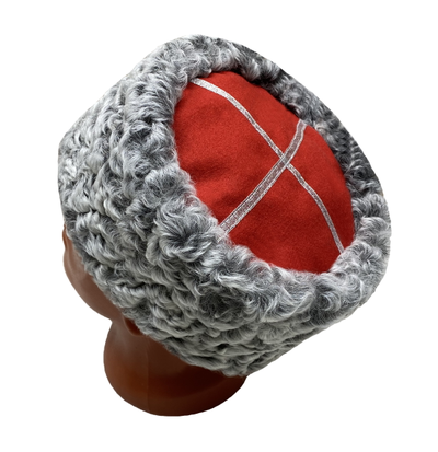 Кубанка из Серого каракуля, Красный верх