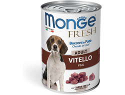 Monge Dog Fresh Chunks in Loaf консервы для собак мясной рулет телятина 400г*24 шт