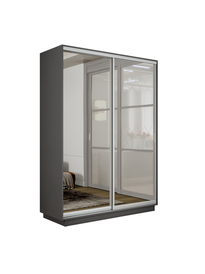 Экспресс шкаф-купе 2-х дверный (Зеркало) 1,6х2,4м Белый, Анкор светлый, Сонома, Ясень шимо светлый, Крафт табачный, Серый диамант, Бетон, Венге, Кашемир (модификация 5)