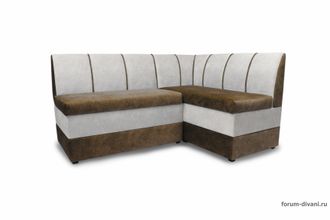Кухонный Угловой диван "Форум-8" Коричневый/Слоновая кость Правый