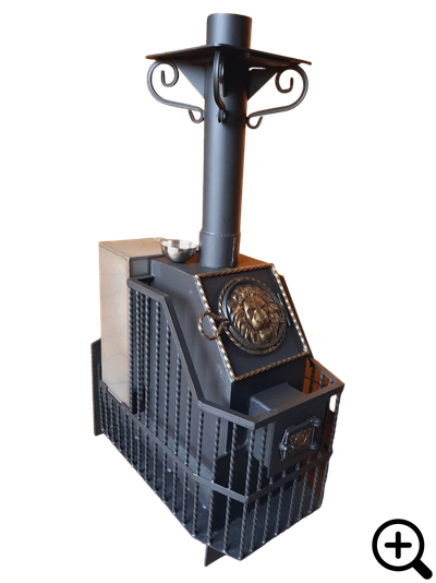 Дровяная банная печь ТОРПЕДА-34, каменка открытая/закрытая (+Бак 80 литров)