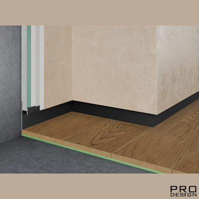 Теневой плинтус скрытого монтажа Pro Design 380 Черный Муар RAL 9005