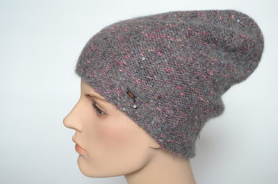 Шапка Визио серая с фуксией фото