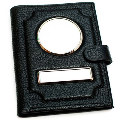 Обложка 2в1 С КНОПКОЙ. ФЛОТЕР. Цвет: ЧЁРНЫЙ. Прошивка: ЧЁРНАЯ. Автодокументы + Паспорт