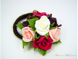 Резинка для волос "Разноцветные розы".