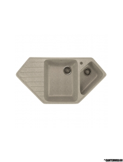 Мойка из искусственного мрамора MIXLINE ML-GM25 угловая двухчашевая с крылом 500*970*200мм