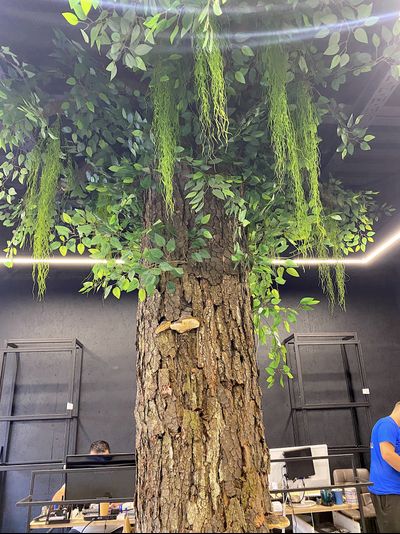 имитация ствола дерева в интерьере