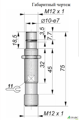 Датчик индуктивный бесконтактный ИД03-NO-PNP-P-35 (12X18H10T)