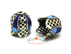 КОЛПАЧОК C ОТВЕРСТИЕМ ПОД ПИН - 9мм (8,5*9мм) - АНТИЧНОЕ СЕРЕБРО+ЭМАЛЬ