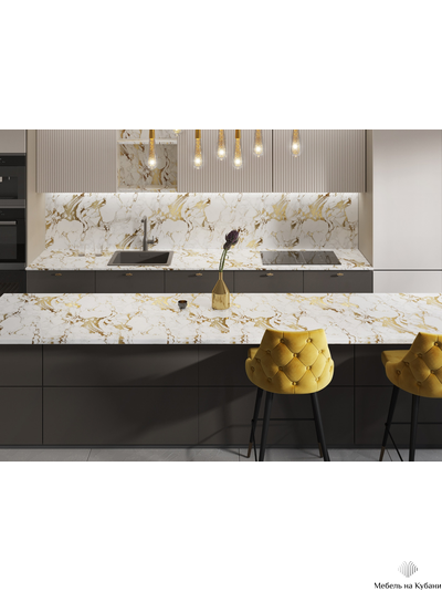 Столешница № 113 Мрамор золотой (в/с ДСП, R1, 3 000, 600, 38) (3050 мм)