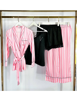 Домашняя одежда Виктория Сикрет 4в1 бело-розовая полоска