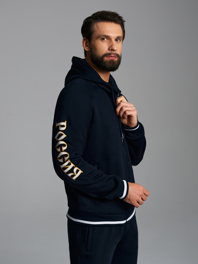 Темно-синий,  спортивный костюм мужской, теплый  12SKM-1091