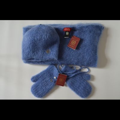 Женские варежки из мохера Италия Vizio 6946 MUL голубые