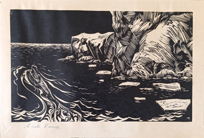 "Усталая подлодка" линогравюра Мухачев В.П. 1974 год