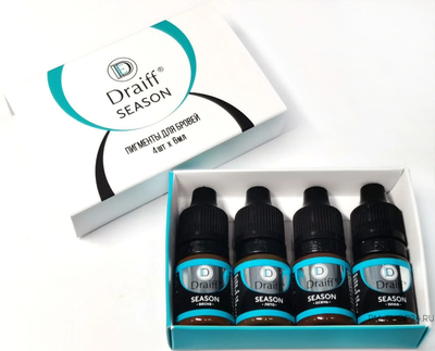 Минисет ПИГМЕНТЫ ДЛЯ БРОВЕЙ Draiff SEASON 4 шт. по 6 мл.